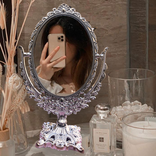 Retro beauty mirror in the European style Beautiful princess mirror with a circle shape dressing mirror in the dorm bedroom mirror